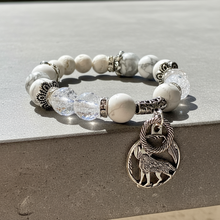 Load image into Gallery viewer, Wolf Totem Bracelet - White Howlite