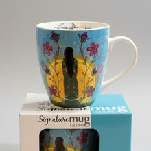Load image into Gallery viewer, Decorative mug with floral design and matching box on a neutral background