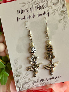 NEW Mocs N More Earrings - Hummingbird Flower