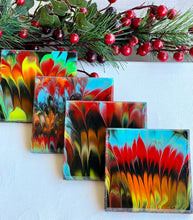 Load image into Gallery viewer, Mocs N More Art Coasters - Rainbow Feathers