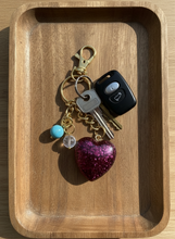 Load image into Gallery viewer, Violet Heart Keychain &amp; Tassel - Handcrafted Epoxy Resin
