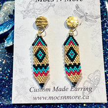 Load image into Gallery viewer, Mocs N More Earrings - Gold Diamond Feather