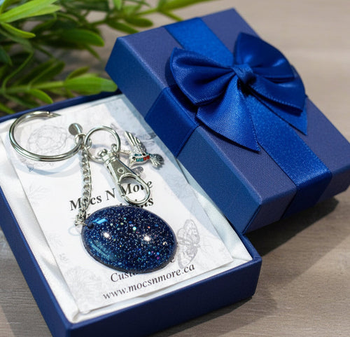 Hummingbird Blue Keychain - Handcrafted Epoxy Resin Charm