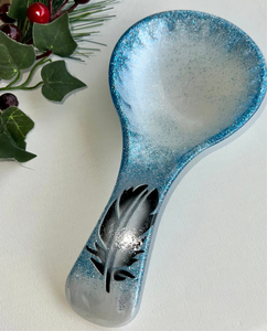 NEW Blue Ice Feather Spoon Rest