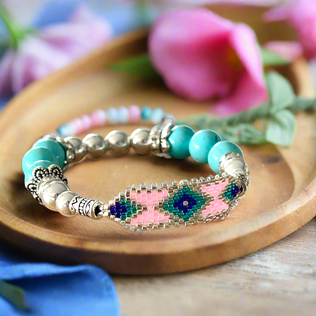 Mocs N More Beaded Bracelets - Beaded Turquoise