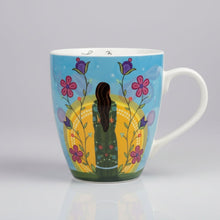Load image into Gallery viewer, Decorative mug with floral design and 'Signature Mug' packaging.