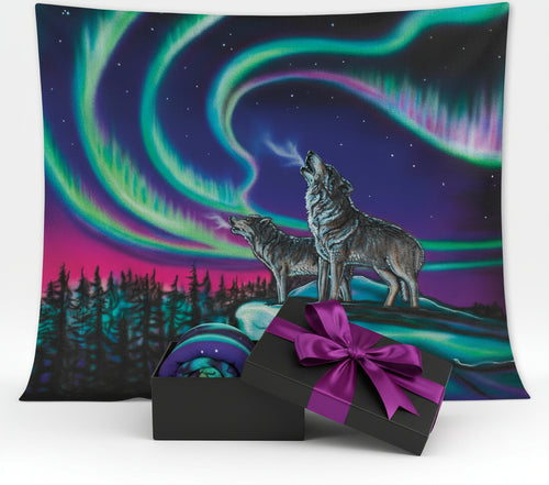 New Fleece Blanket - Sky Dance Wolf Song