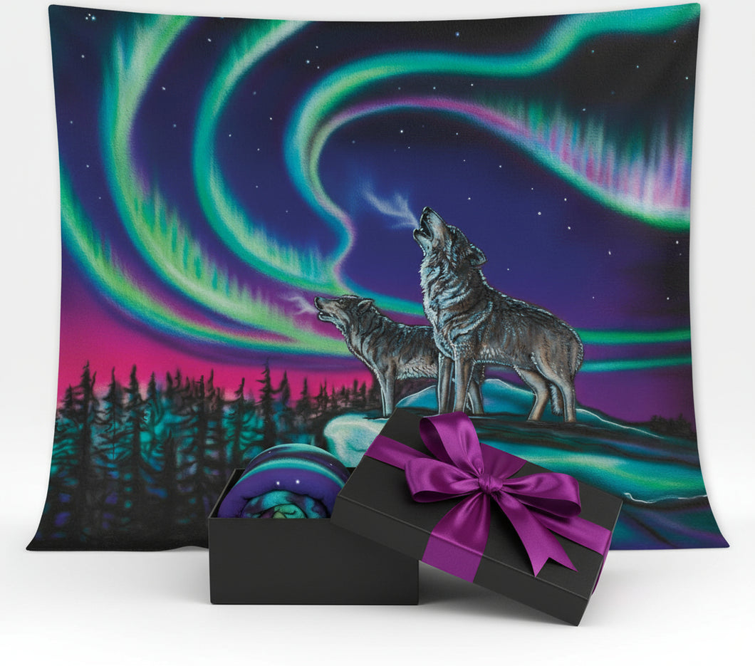 New Fleece Blanket - Sky Dance Wolf Song