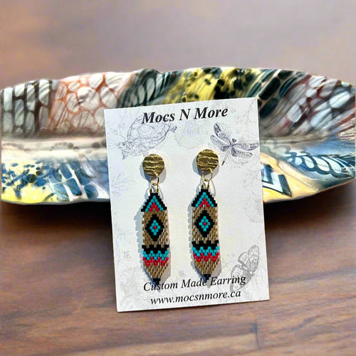 Mocs N More Earrings - Gold Diamond Feather