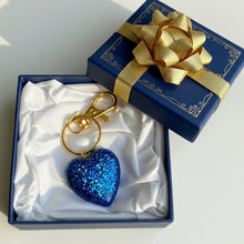Load image into Gallery viewer, Love Sparkles Keychain - Handcrafted Blue Heart Charm