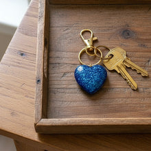 Load image into Gallery viewer, Love Sparkles Keychain - Handcrafted Blue Heart Charm