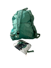 Load image into Gallery viewer, Green backpack with a smaller bag on a white background