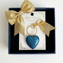 Load image into Gallery viewer, Love Sparkles Keychain - Handcrafted Blue Heart Charm