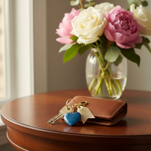 Load image into Gallery viewer, Love Sparkles Keychain - Handcrafted Blue Heart Charm