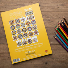 Load image into Gallery viewer, Book cover with indigenous art patterns on a yellow background