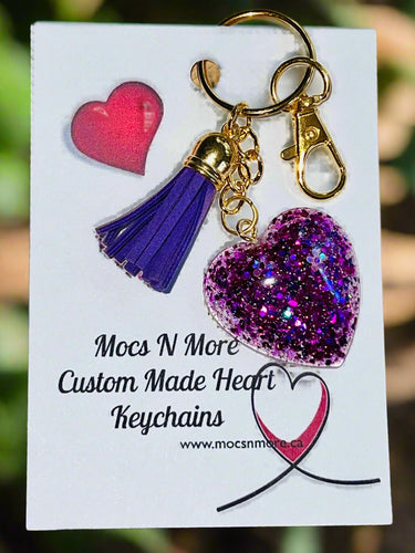 Mocs N More - Heart Violet & Flower Sparkle Keychain