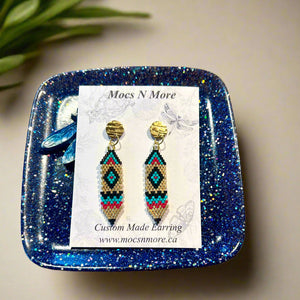 Mocs N More Earrings - Gold Diamond Feather