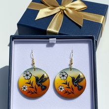 Load image into Gallery viewer, Mocs N More Earrings - Hummingbird and Flowers