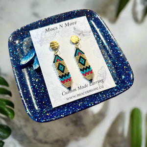 Mocs N More Earrings - Gold Diamond Feather