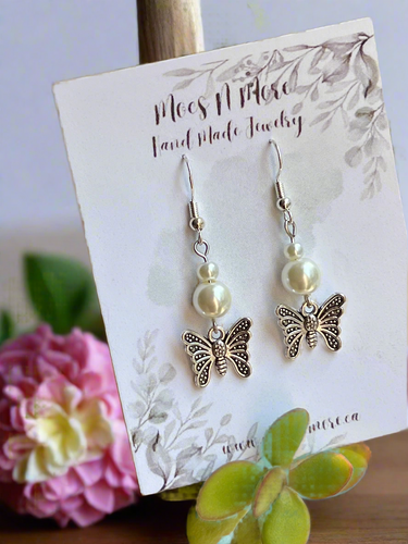 NEW Mocs N More Earrings - Butterfly and Pearl