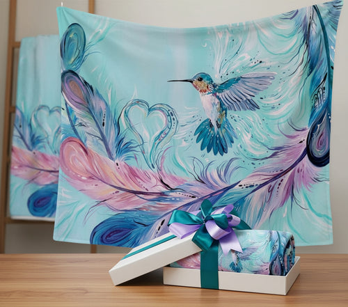 New Fleece Blanket - Hummingbird Feathers