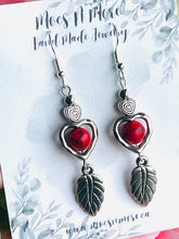 Load image into Gallery viewer, Mocs N More Earrings -  Red Turquoise Feather