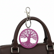 Load image into Gallery viewer, Tree of Life Sparkling Fuschia Keychain - Handcrafted Epoxy Resin