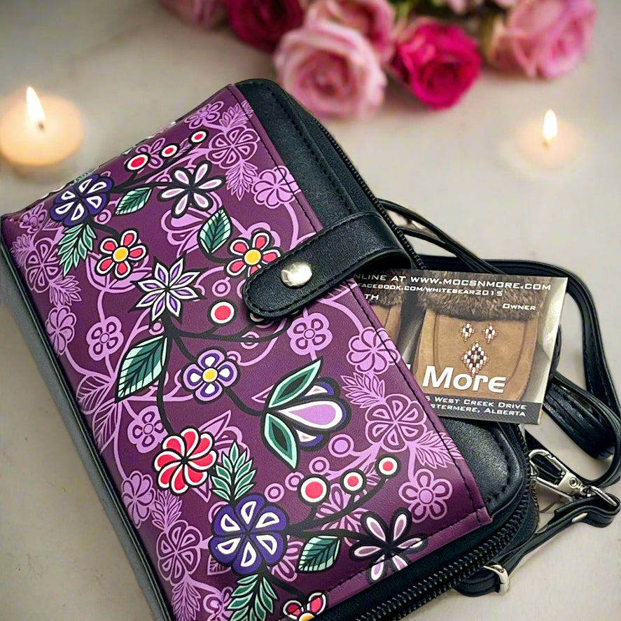 Smartphone Cross Body Bag - Ojibwe Florals