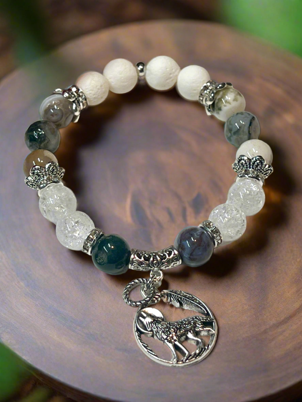 Mocs N More Totem Bracelets - Tree Agate  Wolf