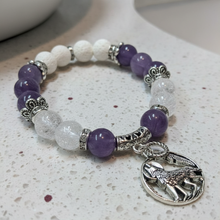 Load image into Gallery viewer, Wolf Totem Bracelet - Purple Aqua Marine