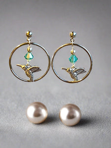 Mocs N More Earrings - Crystal Hummingbird