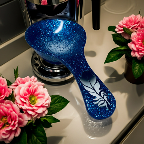 Blue Pearl Feather Spoon Rests