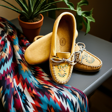 Load image into Gallery viewer, Indigenous Handmade Moose Hide Moccasins - Ladies Beaded