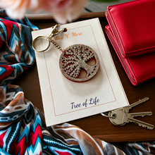 Load image into Gallery viewer, Tree of Life Silver &amp; Red Keychain - Handcrafted Epoxy Resin