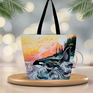 Tote Bags - Killer Whale Sunset