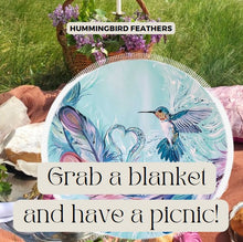 Load image into Gallery viewer, Round Beach Towel Blanket - Hummingbird Feathers