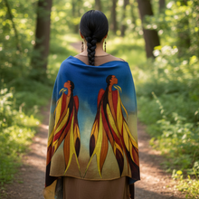 Load image into Gallery viewer, Back view of eco shawl - outdoor natural setting