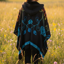 Load image into Gallery viewer, Back view showing black hood and draping