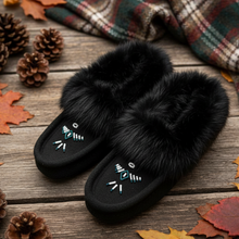 Load image into Gallery viewer, Black Moccasins - Flat Lay