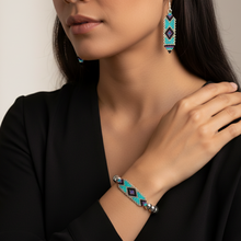 Load image into Gallery viewer, Blue Aqua Marine Set - black blouse