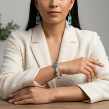 Load image into Gallery viewer, Blue Aqua Marine Set - cream blouse