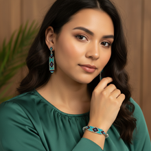 Load image into Gallery viewer, Blue Aqua Marine Set - forest green blouse