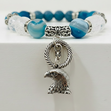 Load image into Gallery viewer, Blue Bracelet with Eagle Head Charm