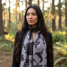 Load image into Gallery viewer, Brushed Silk Hummingbird Scarf - Indigenous Model