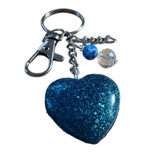Load image into Gallery viewer, Teal Heart Keychain &amp; Purse Tassel - Hand-Poured Epoxy Resin