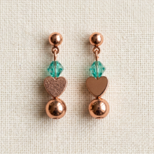 Load image into Gallery viewer, Copper Sweetheart earrings on ivory linen