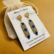 Load image into Gallery viewer, Creator's Garden earrings on Mocs n More card with organza bag - angle 2