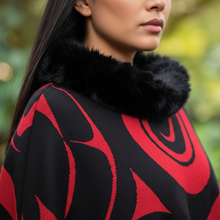 Load image into Gallery viewer, Detail close-up of cape on Indigenous model