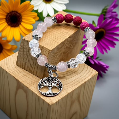 Mocs N More Totem Bracelets - Tree of LIfe Rose Quartz
