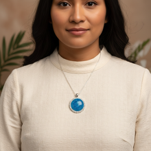 Load image into Gallery viewer, Freedom Pendant on Indigenous model - cream blouse